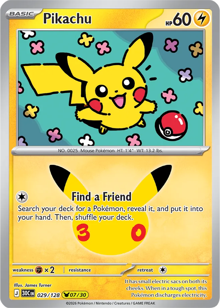 30th Celebration 029/128 Pikachu