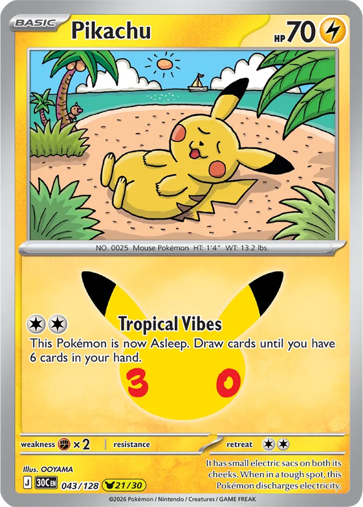 30th Celebration 043/128 Pikachu