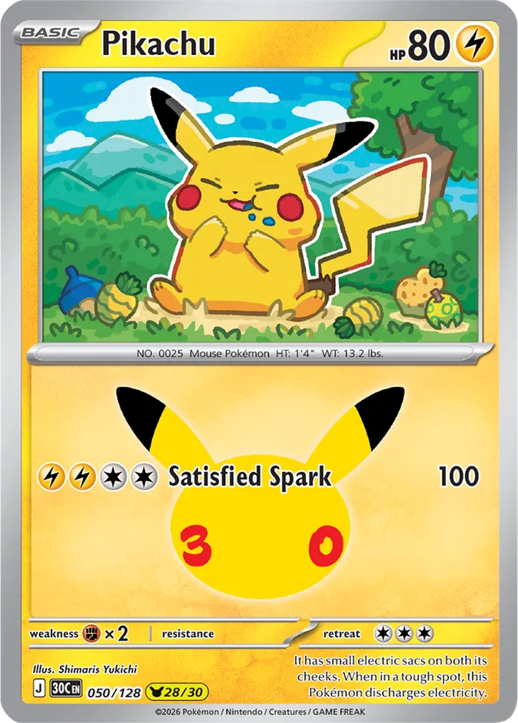 30th Celebration 050/128 Pikachu