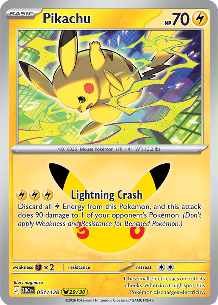 30th Celebration 051/128 Pikachu