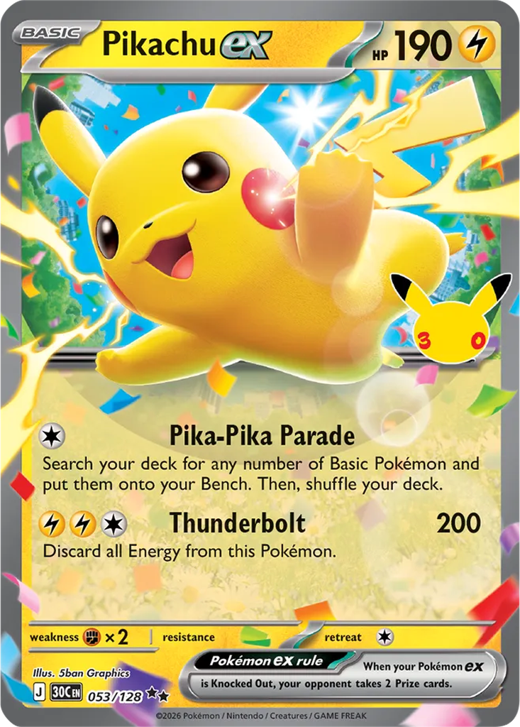 30th Celebration 053/128 Pikachu ex