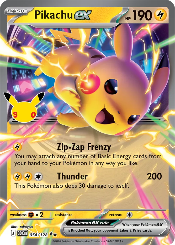 30th Celebration 054/128 Pikachu ex