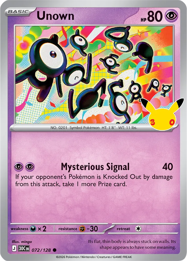 30th Celebration 072/128 Unown