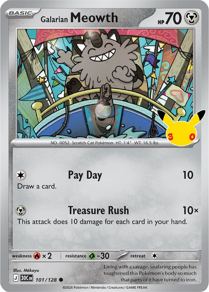 30th Celebration 101/128 Galarian Meowth