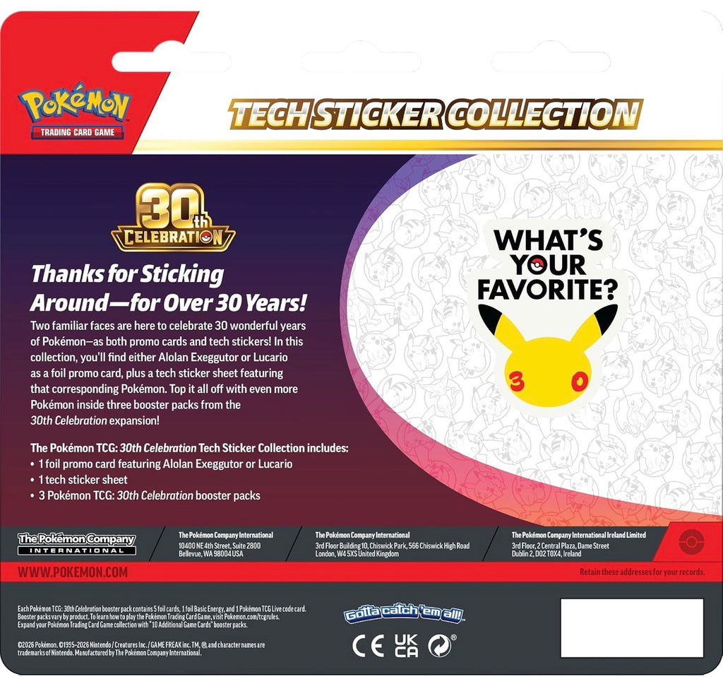 Pokémon TCG: 30th Anniversary Tech Sticker Collection Lucario, English