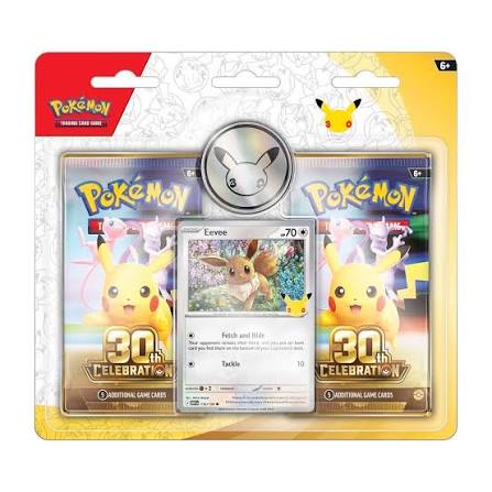 Pokémon TCG: 30th Celebration Eevee Card with 2 Booster Packs & Coin