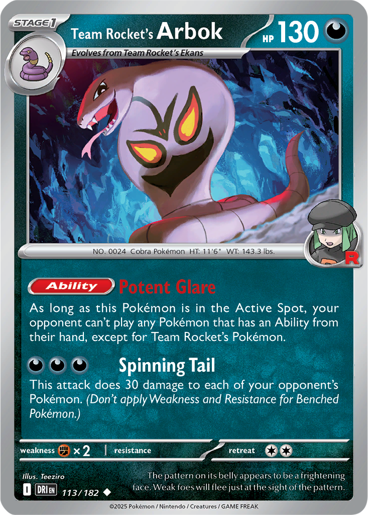 Destined Rivals 113/182 Team Rocket's Arbok