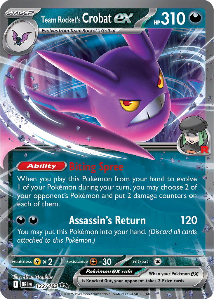 Destined Rivals 122/182 Team Rocket's Crobat ex