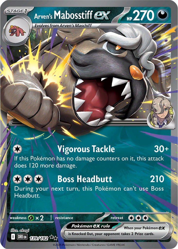 Destined Rivals 139/182 Arven's Mabosstiff ex